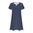 thumbnail image 5 of Women's Casual A-Line Dresses with Pockets, Summer Floral T-Shirt Dress Short Sleeve Mini Dress, Flowy Sundresses with Hollow Neckline Design, Limited Time Off, 5 of 5