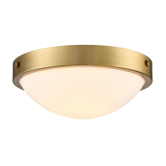 Claxy 2-Light Gold Flush Mount Light with Bowl White Glass Shade