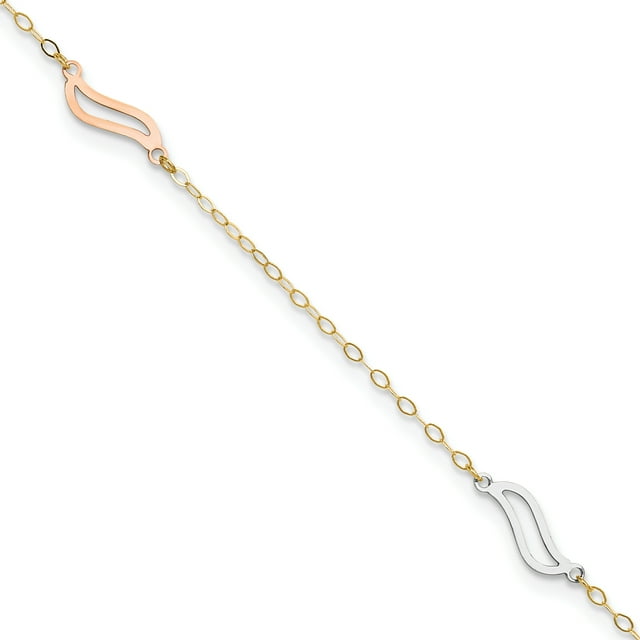 14k Tri Color Gold S Links 9 Inch Plus 1 Anklet Ankle Bracelet