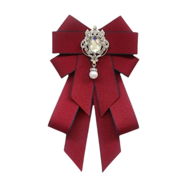 Broche con lazo de cinta, broche de pajarita, broche con lazo preanudado, broche decorativo moderno para dama Rojo