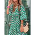 thumbnail image 6 of Women Short Puff Sleeve V Neck Maxi Dress Summer Boho Floral Printed Dress Smocked Tiered Flares Sundress, 6 of 6