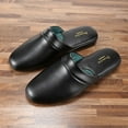 thumbnail image 6 of Pamir Men's Genuine Leather Scuff Slippers with Memory Foam Insole and Leather Outsole Size US 10 Wide Width Black, 6 of 9