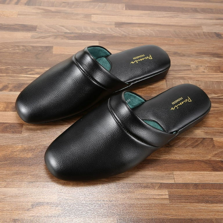 Leather scuff slippers sale