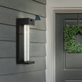 thumbnail image 3 of JONATHAN Y Miranda 5.13" 1-Light Modern Industrial Iron/Seeded Glass with Dusk-to-Dawn Sensor Integrated LED Outdoor Sconce, Black, 3 of 11