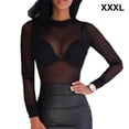 thumbnail image 2 of Camisa de la base de la mujer Sexy manga larga ver a través de la camiseta transparente de la dama casual camiseta Cuello redondo Club de fiesta Club femenino Tops primavera negro xxxl sidaley  AP008921-06, 2 of 7