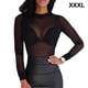 thumbnail image 2 of Sonducket Camiseta básica de mujer Sexy de manga larga transparente para mujer camiseta cuello lavable Tops para primavera negro S Type7 NO7 Sonducket AP008921-06, 2 of 6