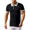 thumbnail image 3 of Mens Casual Polo Shirt Short Sleeve T Shirt Summer Color Block Outdoor Collared Top Black L, 3 of 8