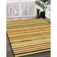 thumbnail image 3 of Ahgly Company Machine Washable Indoor Square Abstract Gen Brown Yellow Area Rugs, 3' Square, 3 of 7
