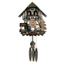 River City Clocks One Day Musical Cuckoo Clock Cottage with Dancers, Woodchopper, and Waterwheel