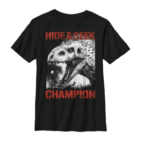 Boy's Jurassic World Hide and Seek Champion  Graphic Tee Black X Large