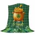 thumbnail image 6 of St Patricks Day Blanket Soft Cozy Warm Twin Blanket for Bed, Plush Fuzzy Flannel Fleece Blankets for Sofa, Gold Coin Green Shamrock Spring Watercolor Plaid Throw Blankets for Couch Gifts, 60"x80", 6 of 9
