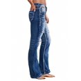 thumbnail image 3 of Women's Stretch Flare Jeans High Waisted Bootcut Denim Pants Vintage 70s Retro Bell Bottom Jeans With Distressed Holes Sexy Fashionable Trendy, 3 of 7