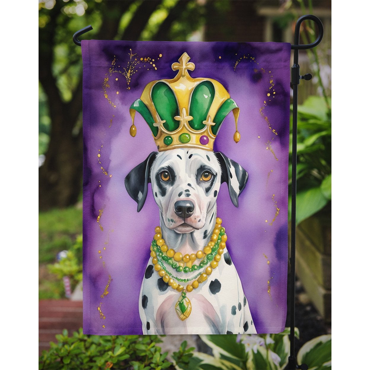 Dalmatian King of Mardi Gras Garden Flag 11.25 in x 15.5 in