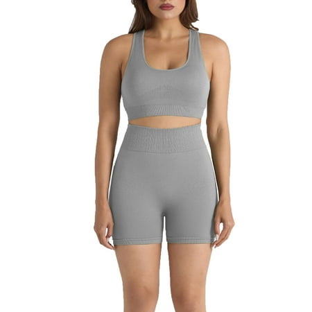Workout Sets for Women 2 Piece High Waisted Seamless Leggings with Padded Stretchy Sports Bra Sets Yoga Outfits
