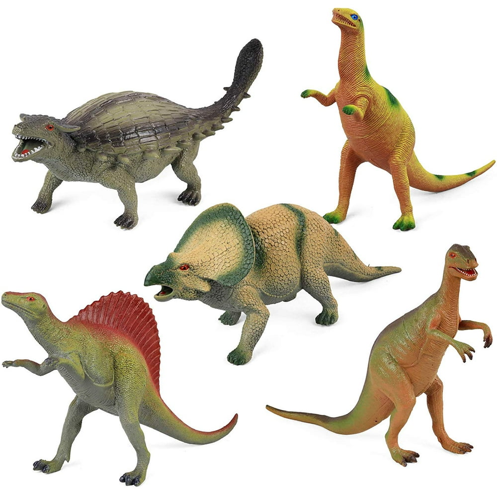 Click N' Play Realistically Designed Jumbo 11" Inch Dinosaur 5 Piece Playset.