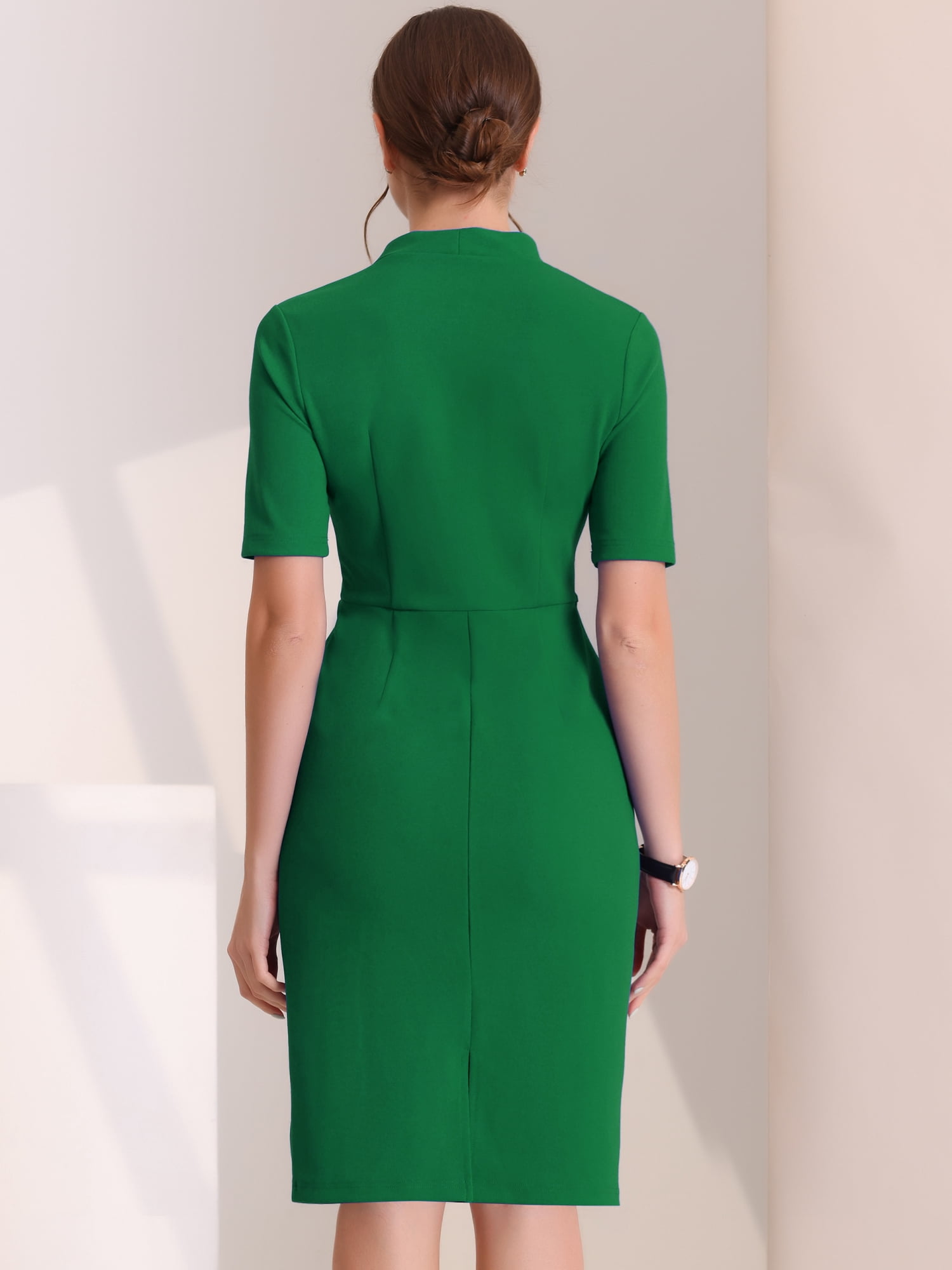 DARING DIVA Women's Short Sleeve Business Office Pencil Dress S Green