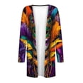 thumbnail image 5 of Cavosen Mardi Gras Open Front Cardigan for Women with Pocket Duster Graphic Print Holiday Cardigan Long Sleeve Lightweight Festival Sweaters Slouchy Summer Beach Outwear XL, 5 of 6