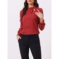 thumbnail image 2 of DARING DIVA Women's Spring Blouse Long Sleeve Ruffle Tie Neck Business Top M Dark Red, 2 of 6