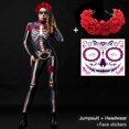 thumbnail image 1 of Disfraz de fantasma aterrador para mujer adulta, esqueleto de rosa, mono de diablo Sexy para Halloween, fiesta de carnaval, Día de los muertos xuanjing unisex, 1 of 2
