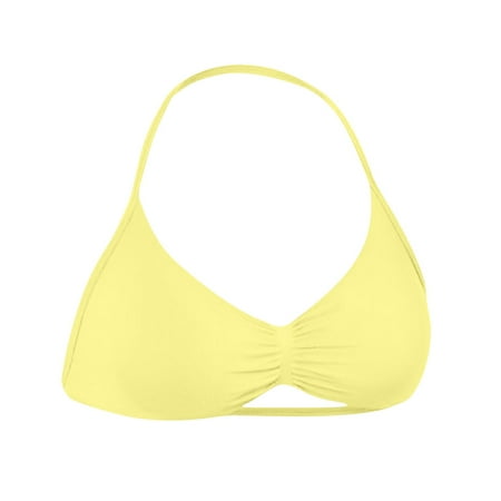WMTBSTSW Clearance Women s Padded Bikini Top Ruched Halter Swimsuit Top Strappy Cutout Bathing Suit Tops Thin Everyday Full Coverage Cushioned No Underwire Bra