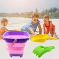 thumbnail image 4 of 1 Set Beach Toy Set Collapsible Sand Bucket Mini Shovel Rake Three-Piece Playing Set Interactive Toy Accessories Kids Baby Beach Sand Castle Sandbox Toy Set Summer Outdoor, 4 of 10