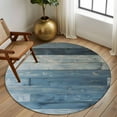 thumbnail image 3 of Blue Wood Area Rug, Vintage Wooden Broad Pastoral Style Washable Large Circle Carpet, Non Slip Round Rug for Living Room/Bedroom/Dining Room/Home Office/Dorm, 3 of 9