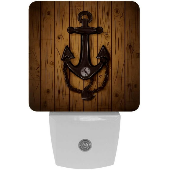 PhooArto Wooden Board Anchor Plug in LED Night Light Auto Sensor Dusk to Dawn Decorative Night for Bedroom, Bathroom, Kitchen, Hallway, Stairs, Baby's Room, Energy Saving