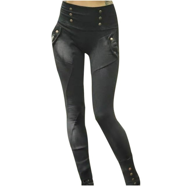 Pantalones de Mujer, Mallas, Pantalones Vaqueros Occidentales Ultrasuaves, Mallas Gruesas de Otoño, Pantalones Térmicos de Una Pieza Con Botones de Cintura Alta, Vintage Erógeno Odeerbi ODB-4