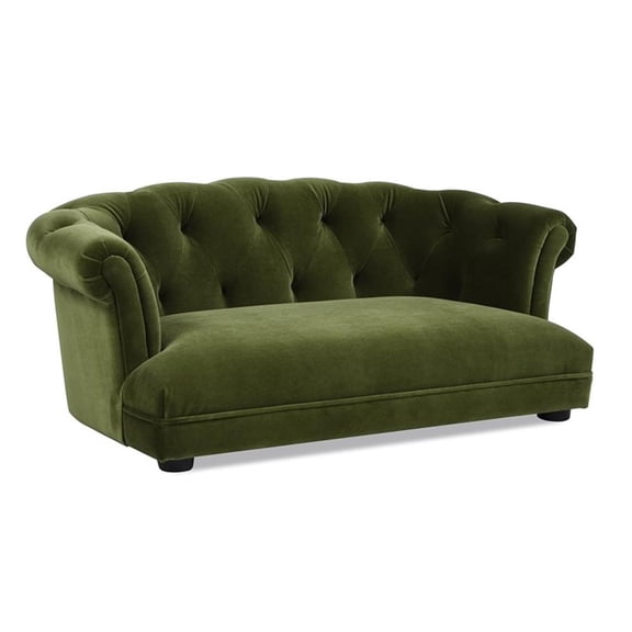 Maklaine Modern 36.5" Chesterfield Dog Sofa Bed Medium Olive Green