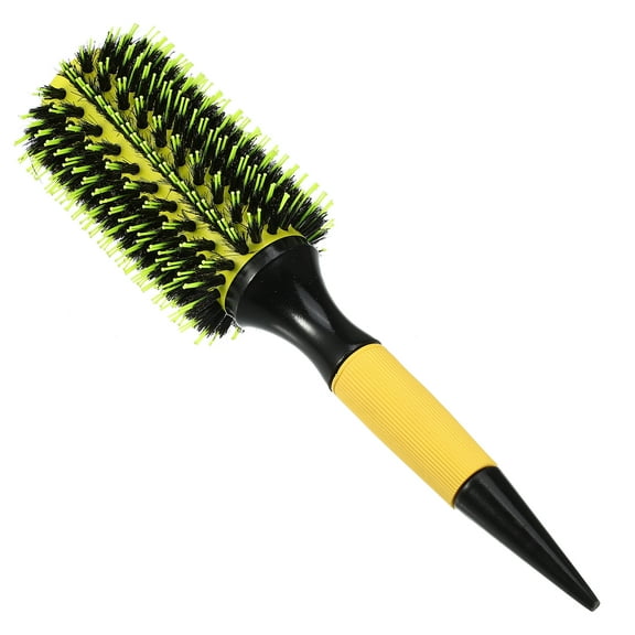 Unique Bargains Round Hair Brush Hair Brushes for Women Nylon Bristle Pins Round Brush Yellow 10.04"x2.56"