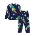 thumbnail image 2 of Kll Astronaut Dinosaur And Space Print Women'S Long Sleeve Pajamas With Pants Sleepwear Loungewear 2 Set-Xx-Large, 2 of 9