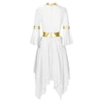 thumbnail image 2 of Zaldita Women 3/4 Flared Sleeve Asymmetrical Dance Dress Lyrical Liturgical Praise Overlay Tunic White S, 2 of 7