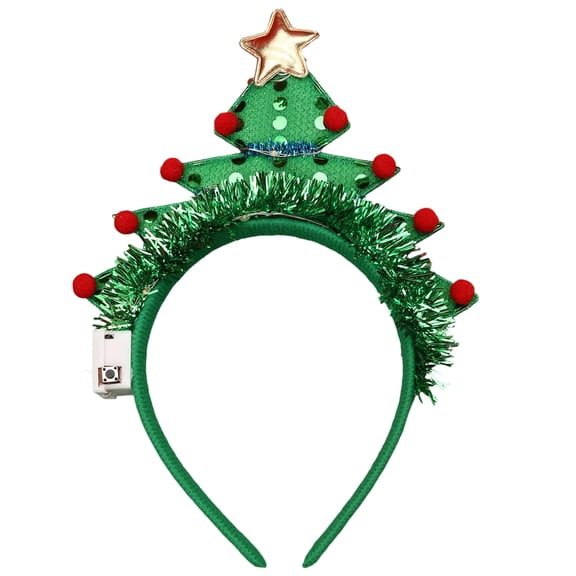 Red Glitters Star Hair Accessory With Lights Comfortable Hairband Fashion Headband For Christmas Celebrations