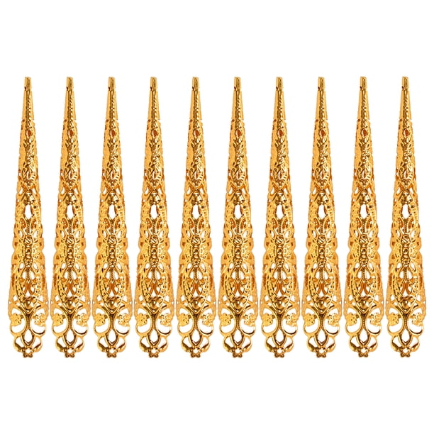 BRIGHTFUFU 10pcs Cubiertas de uñas falsas largas Halloween Cosplay Props Finger Nail Decors
