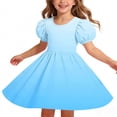 thumbnail image 7 of Ashirexll Girls Summer Dress Children Short Sleeve Round Neck Classic Back Solid Color Casual A-Line Dress for Preteen Kids, 7 of 7