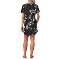 thumbnail image 3 of INSPIRE CHIC Women's Nightshirt Round Neck Short Sleeves Sleepshirt Striped Nightgown XL Black White Flower, 3 of 6