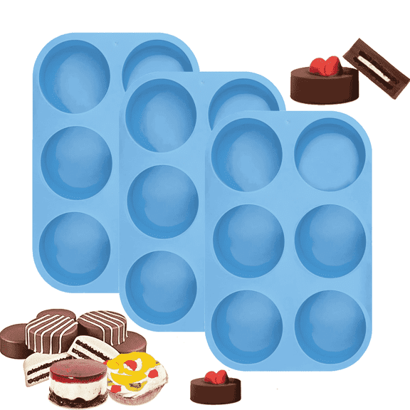 3 Pcs Silicone Round Cylinder Mold for Chocolate , Cookie, Mousse Cake, Candy, Pudding Molds