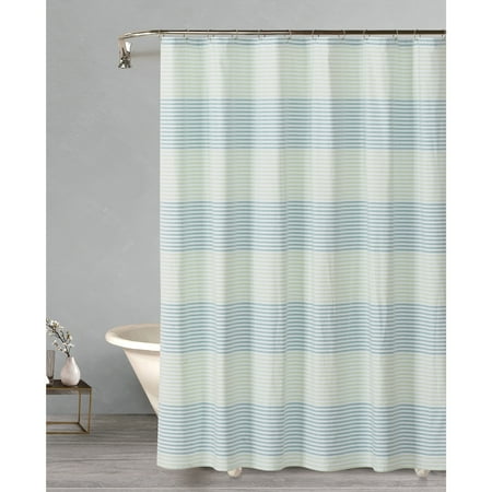 Shower Cabana - Style Quarters Cabana Stripe-Green Yarn Dyed Cotton Shower Curtain- 1pc - 72