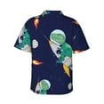 thumbnail image 3 of Uemuo Astronaut Dinosaur and Space Printed Regular Fit Short Sleeve Casual Hawaiian Shirt for Men,Aloha shirt,Tropical shirt,Floral print shirt,Vacation Beach shirt-Medium, 3 of 9