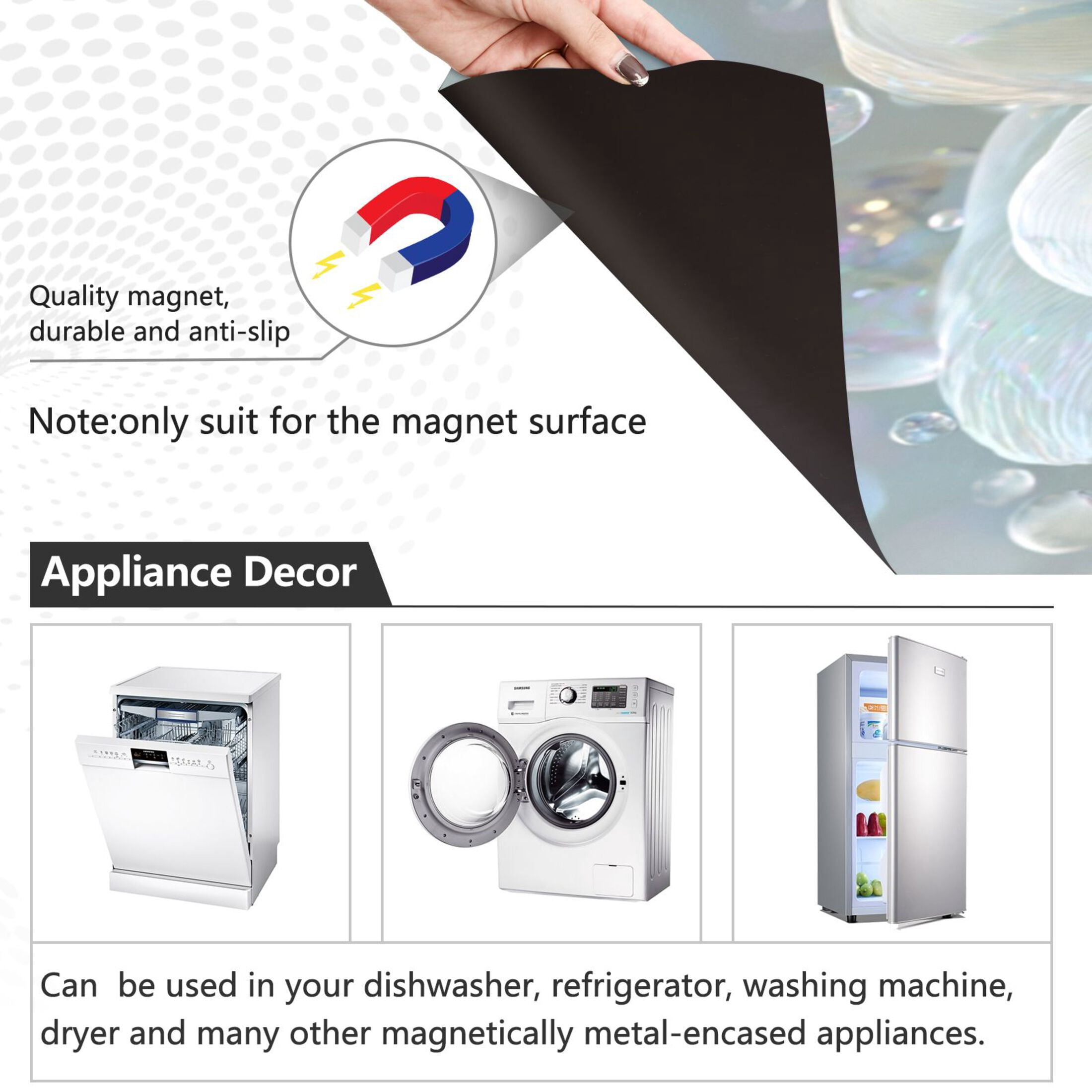 Dishwasher Sticker Magnetic Dishwasher Sticker Magnetic Decorative Sticker Refrigerator Sticker Dishwasher Decorative Stickers White Flower Petals