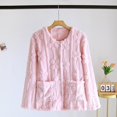 thumbnail image 5 of Women's Floral Textured Bed Jacket Long Sleeve Button Front Lounge wear Coat With Pockets (Pink XL), 5 of 6