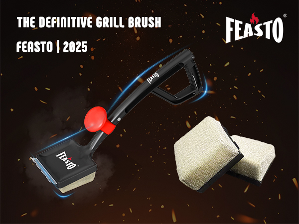 Feasto 2-Pack Replacement Heads for Grill Brush, Bristle-Free Interwoven-Tech with Thermal-Sensitive Sponge, Compatible with Feasto 6-in-1 Outdoor Grill Brush