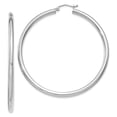 thumbnail image 5 of 10K White Gold 3mm Round Hoop Earrings, 5 of 6