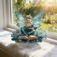 thumbnail image 4 of zhangmingg Enchanting Fairy Reading Book Acrylic Statue Inspirational Message Sign Desk Ornament for Home, 4 of 8