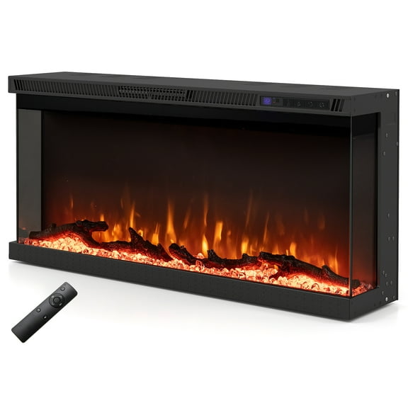Giantex 3 Sided Electric Fireplace, 36" Wall-Mounted Fire Place Heater w/12 Flame Colors, 750W/1200W