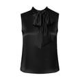 thumbnail image 4 of cocolona Summer Womens Satin Tank Tops Sleeveless Bow Tie Neck Blouses Dressy Casual Work Shirts, 4 of 7