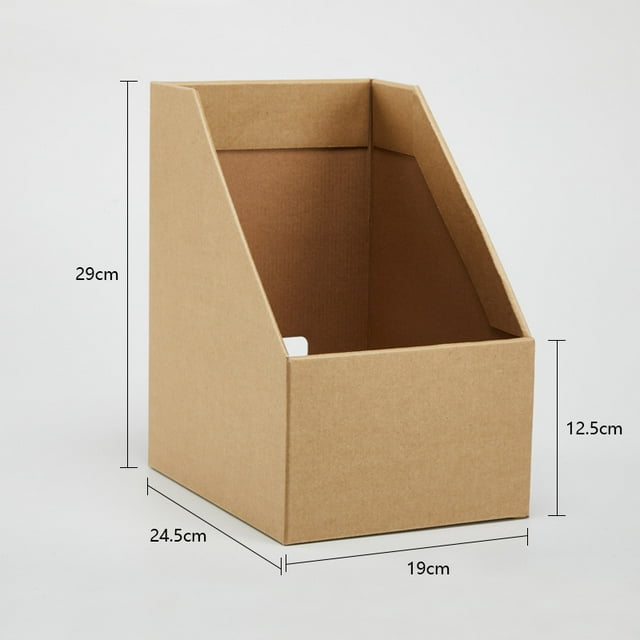 Elegant Foldable Multi-Layer Genuine Leather Paper Storage Cabinet - A4 Document Organizer with Book-Stand Design, Durable Desktop Solution for Office & Home, Medium Size in Natural Wood Tone