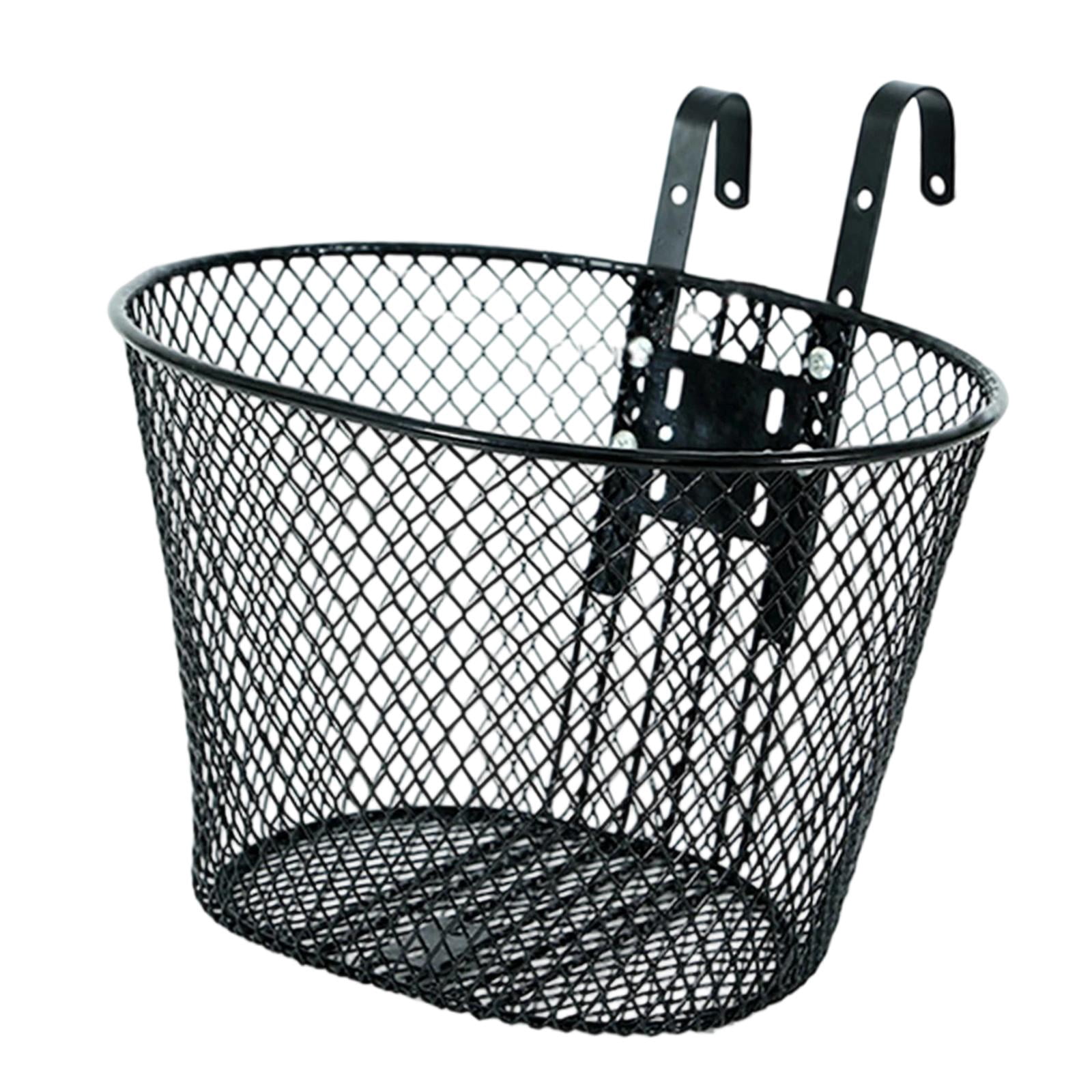 EHJRE Bike Front Basket Bicycle Front Handlebar Basket Sturdy Small Pet Dog Cat Carrier Hanging with Hooks for Beach Trips Shopping Black