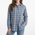 thumbnail image 1 of Arlun Womens Long Sleeve Plaid Shirts Button down Lapel College Style Tops Soft Comfort Loose Casual Asymmetrical Hem Blouses Fashion Outfits Light Blue XXXL, 1 of 4