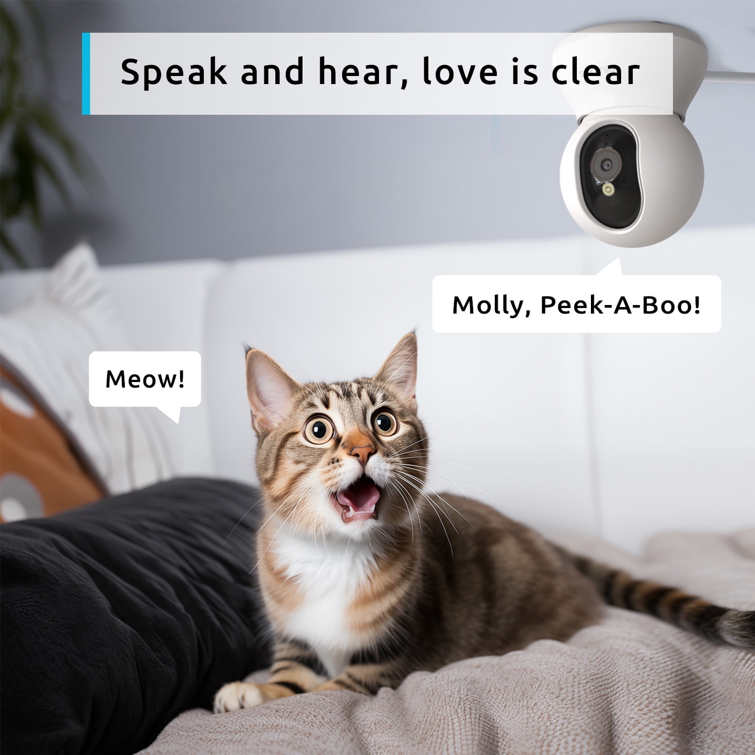 Security Camera 2K, blurams Baby Monitor Dog Camera 360-degree for Home Security w/ Smart Motion Tracking, Phone App, IR Night Vision, Siren, Works with Google Assistant & IFTTT, 2-Way Audio